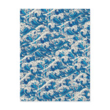 Hokusai Japonés Gran Ola Patrón Azul Náutico