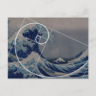 Postal Hokusai se reúne con Fibonacci, proporción dorada