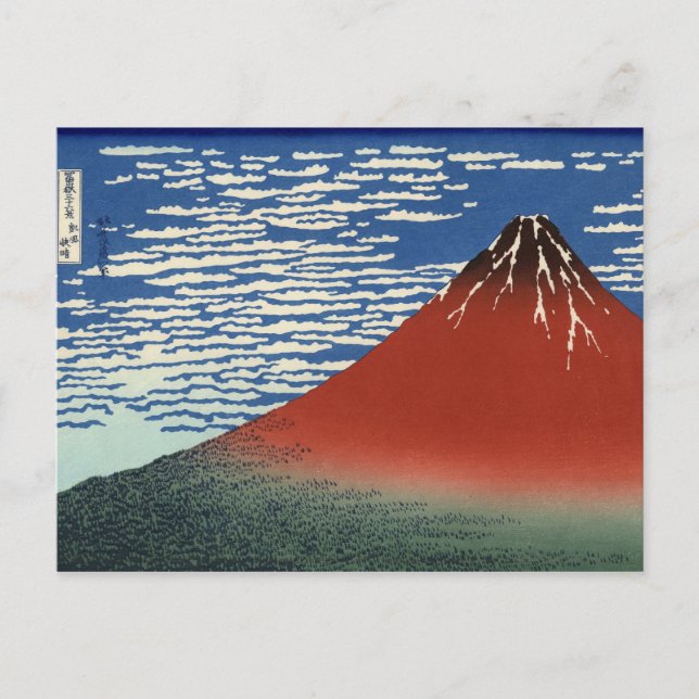 Postal Hokusai Sur Wind Clear Sky Red Fuji Postcard (Anverso)