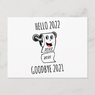 Postal Hola 2022 Adiós 2021 papel higiénico