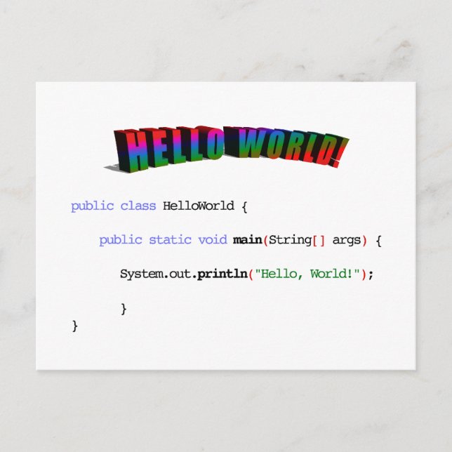Postal Hola a todos los geek del mundo saludo Java (Anverso)