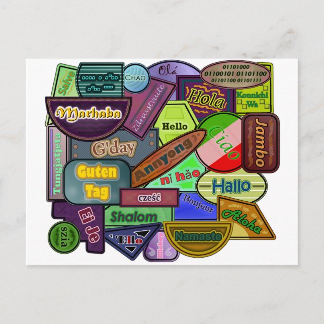 Postal ¡Hola! Alrededor del mundo (Anverso)