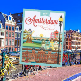 Postal Hola Amsterdam Holland Travel
