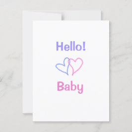 Postal Hola bebé rosa púrpura corazón acuarela boho