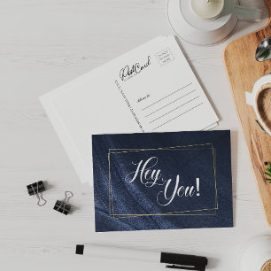 Postal Hola, Blue Denim Gold Fun Say Hi