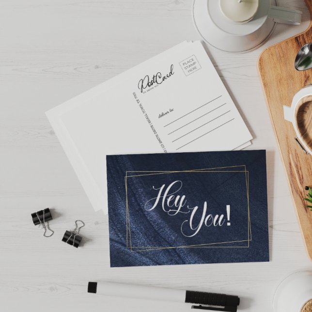 Postal Hola, Blue Denim Gold Fun Say Hi (Subido por el creador)