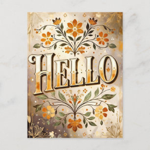 Postal Hola, bonito diseño floral,