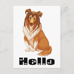 Postal Hola Cachorro Collie Lassie Pensando en Ti
