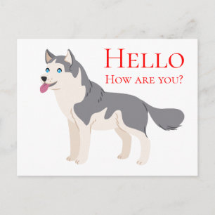 Postal Hola cachorro de perro Husky Siberiano Amistad Amo