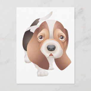Postal Hola Cachorro de Sabueso de Ojos Tristes Rojo Amor