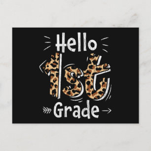 Postal Hola Chicas de 1er Grado Estampado de Leopardo Reg