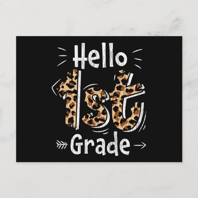 Postal Hola Chicas de 1er Grado Estampado de Leopardo Reg (Anverso)
