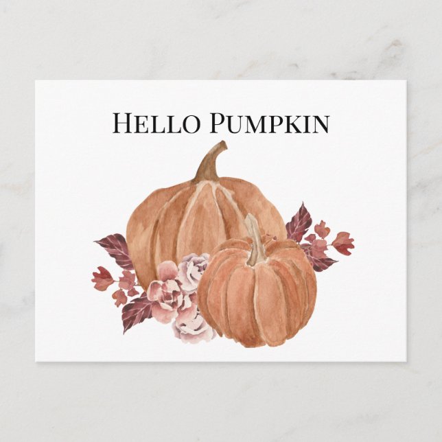 Postal Hola color de calabaza otoñal (Anverso)