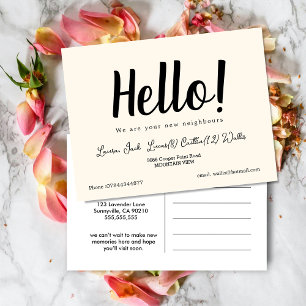 Postal Hola, Conoce a los vecinos   Postca de bienvenida 