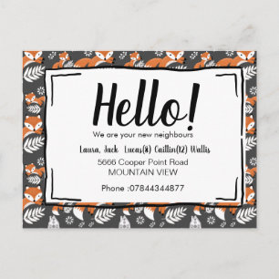 Postal Hola conocer a los vecinos Fox Woodland