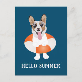 Postal Hola Corgi Beach Dogs de verano