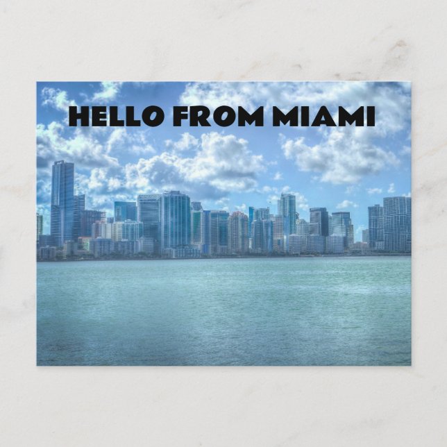 POSTAL HOLA DE MIAMI FLORIDA SKYLINE POSTCARDS (Anverso)