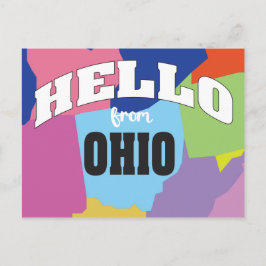 Postal Hola desde el mapa de estado del esquema de Ohio