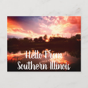 Postal Hola desde el sur de Illinois Pond Sunset