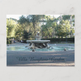 Postal Hola desde Italia, fuente de jardín Villa Borghese