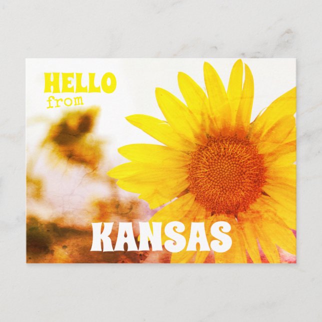 Postal Hola desde Kansas Sunflower (Anverso)