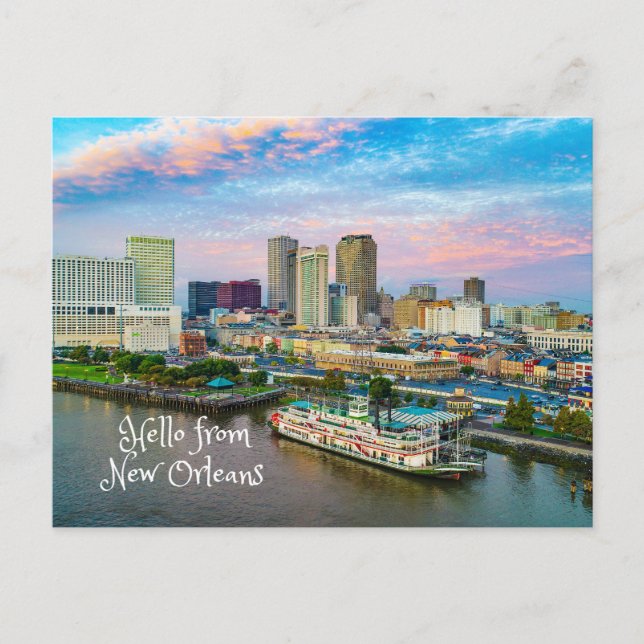 Postal Hola desde New Orleans City View (Anverso)