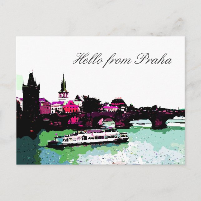 Postal Hola desde Praha txt (Anverso)