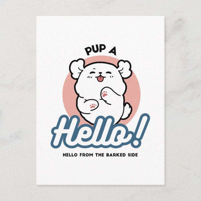Postal ¡Hola! - Diseño feliz de Personalizados de perros  (Anverso)
