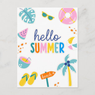 Postal Hola Diseño Retro de Diversión de Verano en la Pla