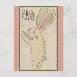 Postal Hola Easter Cute Bunny Rabbit