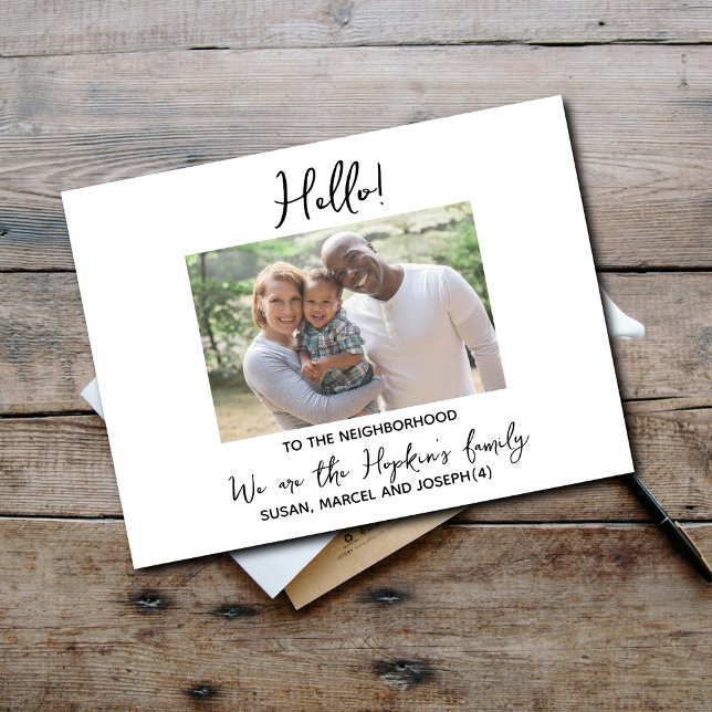 Postal Hola, Editable Somos nuevos en la foto del barrio. (Subido por el creador)