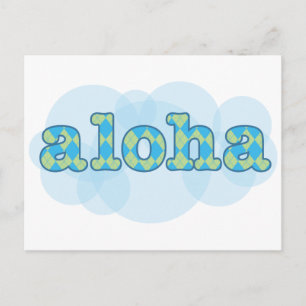 Postal Hola en Hawai - Aloha con un patrón de argyle