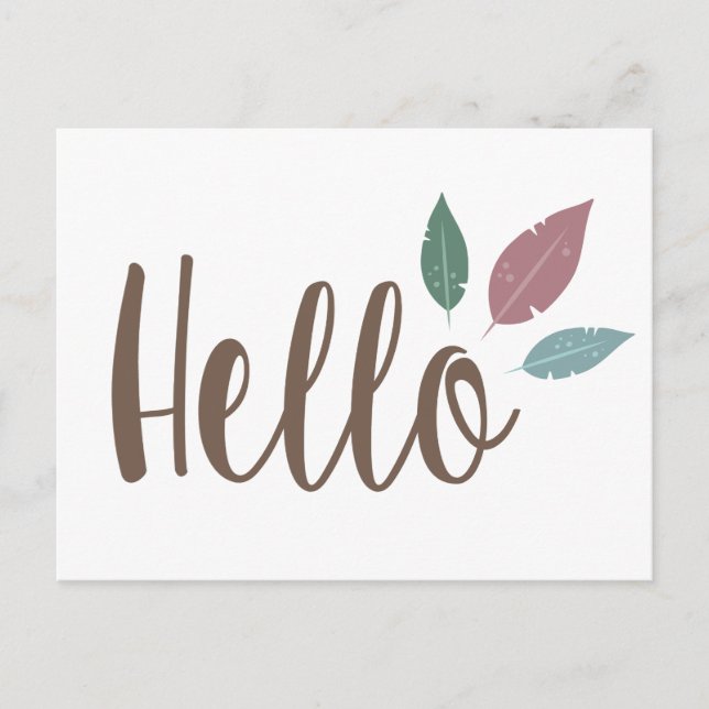 Postal Hola feather dulce boho card (Anverso)