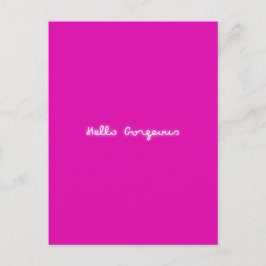Postal Hola Gorgeous Neon | Rosa Girly Moderno Luminoso