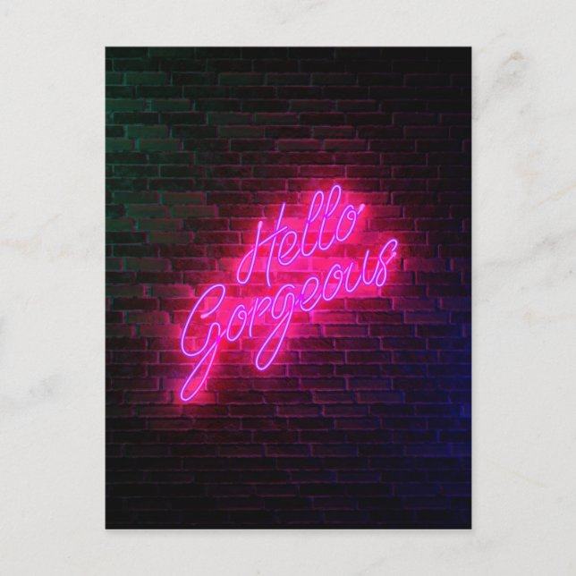 Postal Hola Gorgeous - Rótulo Neon (Anverso)