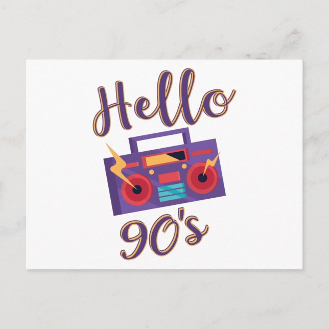 Postal Hola grabadora de radio con casete de los 90 (Anverso)