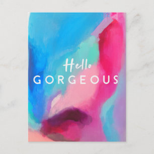 Postal Hola Hermosa Pastel Abstracto Moderno Bonito Fem