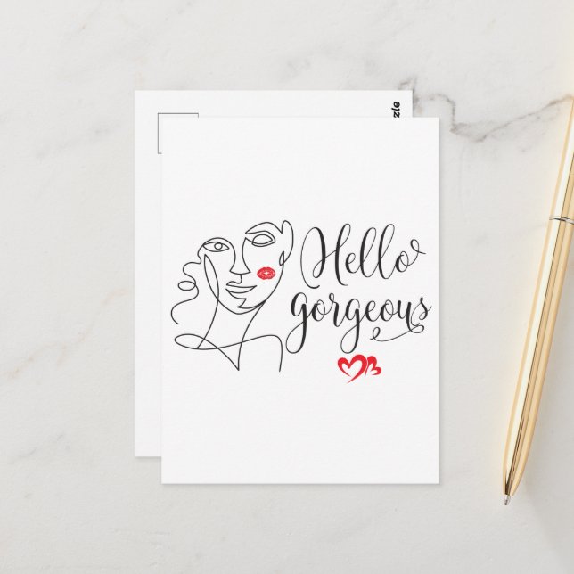 Postal Hola ilustracion de Cara Gorgeous (Anverso/Reverso In Situ)