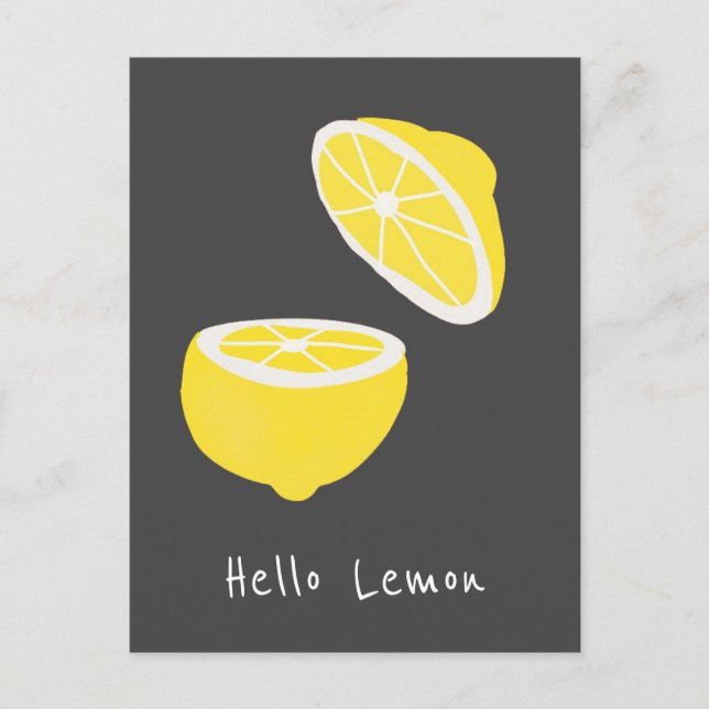Postal Hola Lemon, fruta amarilla moderna (Anverso)