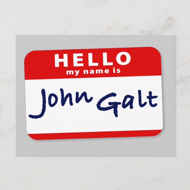 Postal Hola Mi nombre es John Galt (Anverso)