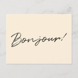 Postal ¡Hola! | Moderno Script Crema Marfil Francés Hola