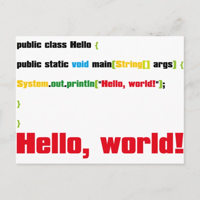 Postal ¡Hola, Mundo! (Anverso)