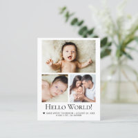 ¡Hola Mundo! Anuncio de nacimiento de Baby Photo