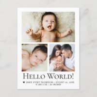Hola Mundo Fotos del Bebé Anuncio de nacimiento