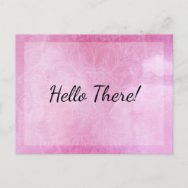 Postal "¡Hola!" Nota: Mandala con acuarela rosa