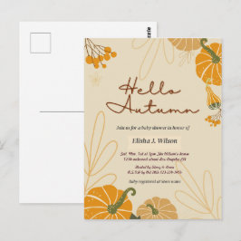 Postal Hola otoño caída babyshower cumpleaños fiesta invi