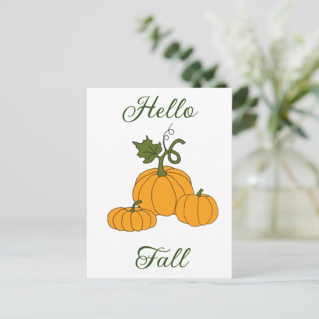 Postal Hola Otoño Minimalista Lindo   (Anverso de pie)