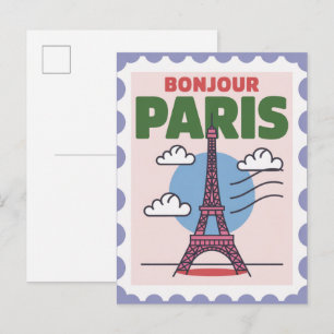 Postal Hola París Francia Viajes Vintage