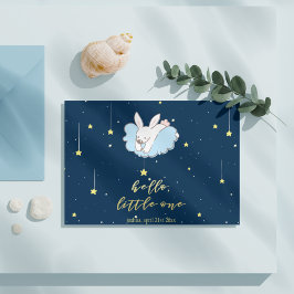 Postal ¡Hola Pequeña! Conejito lindo en una nube - Recién