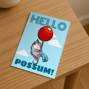 Postal ¡Hola Possum! Globo rojo Opossum, Fiesta flotante